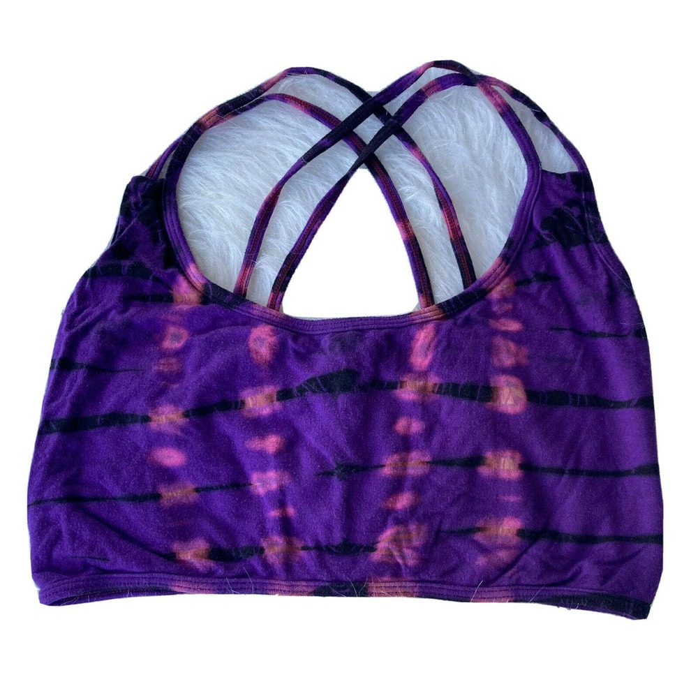 Tela Designs Bralette Sz M (Fits up to XL) Tie Dye Purple Hand Dyed Festival